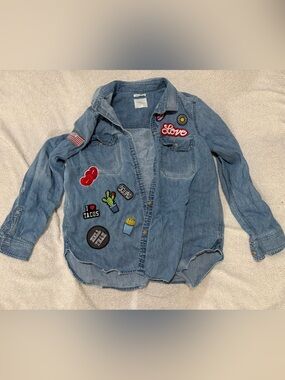 American Eagle Outfitters Light Blue Denim Patch shirt Jacket